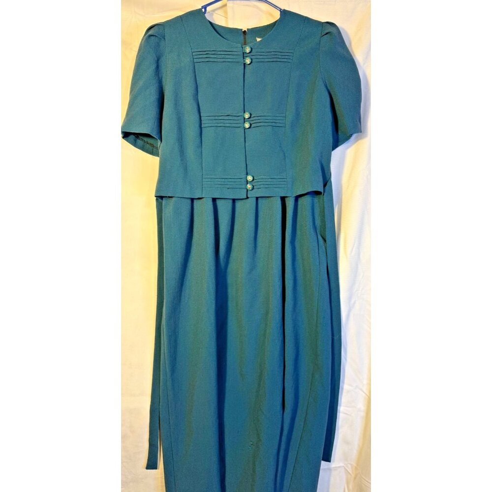 Women’s Vintage 80's Modest Cottage Dress  Scandi Earthy Indie Medium 10 Blue